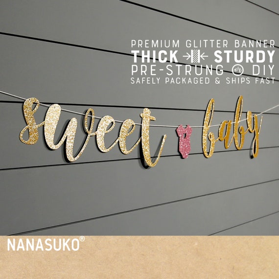 Pre-Strung Sweet Baby Girl Banner - No DIY Baby Shower & Gender Reveal Party Decorations