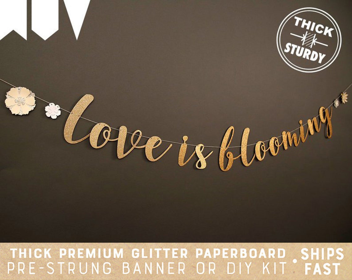 Love is blooming banner with flowers floral bridal shower Etsy