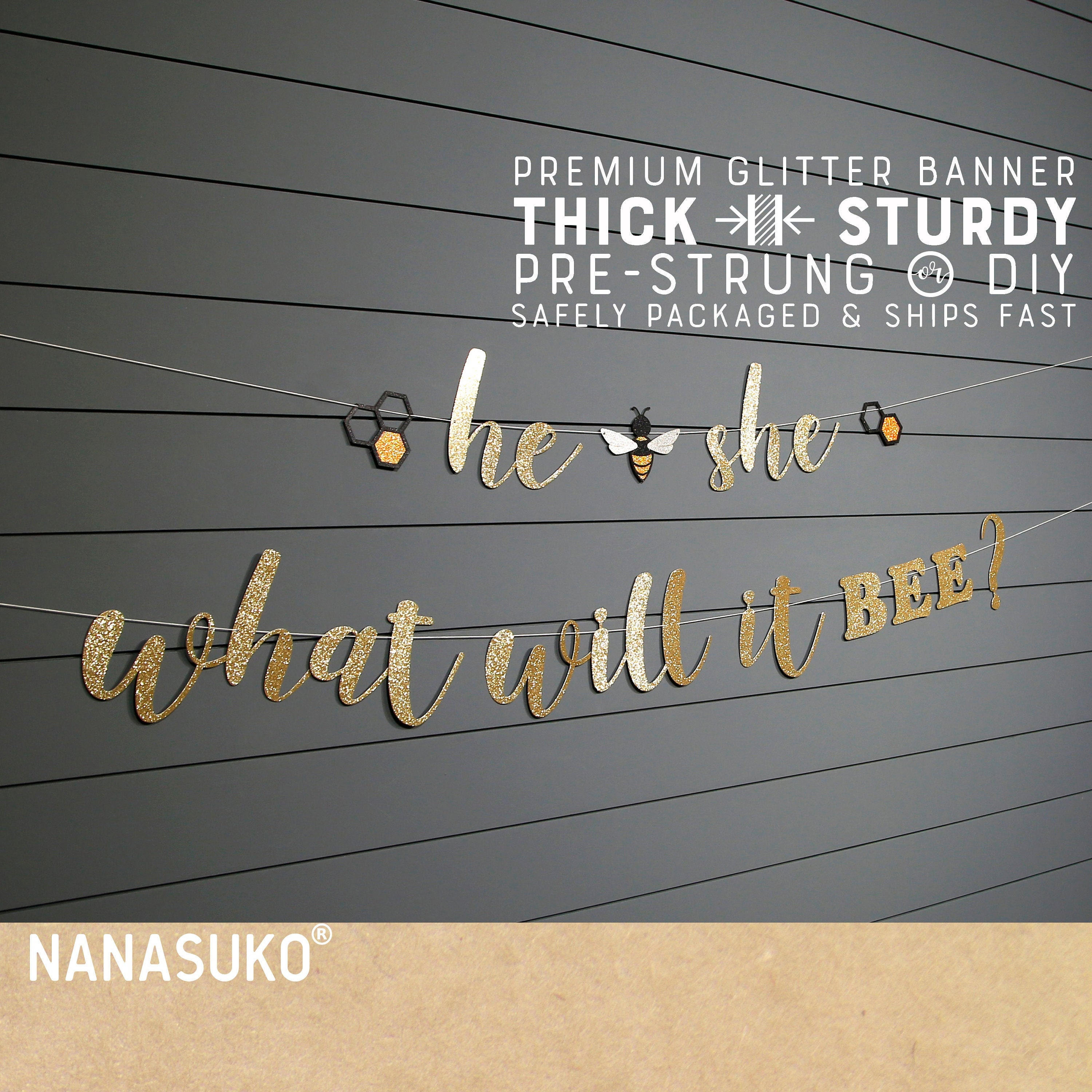 He Or She What Will It Bee Banner With Bee And Beehive Etsy