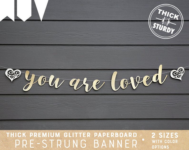 You Are Loved Banner With Lace Hearts Baby Shower Banner Etsy