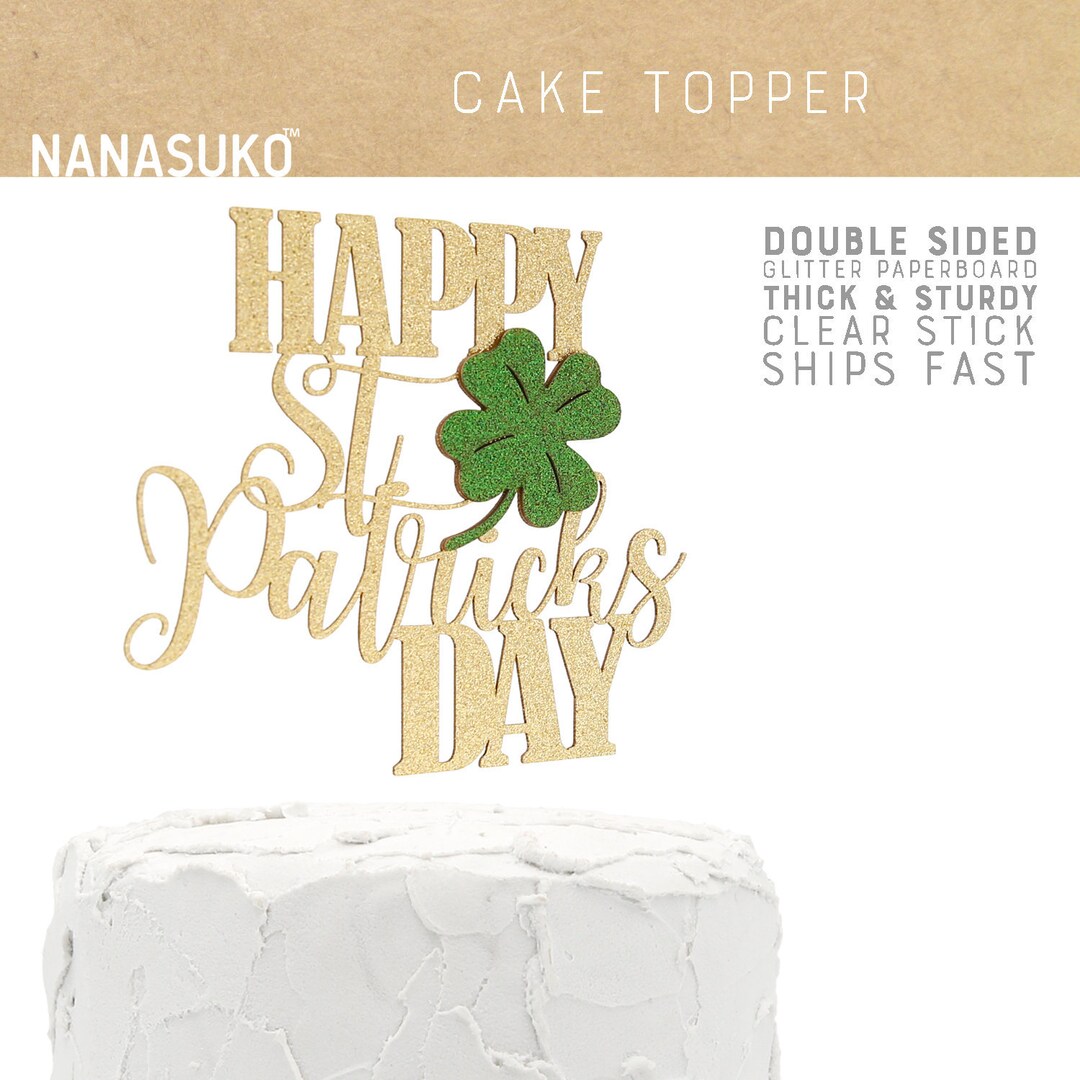 Gyufise Topper Per Torta Happy St Patrick's Day Con Trifoglio - Decorazione Festa San Patrizio 14,7x18,2 Cm - 2