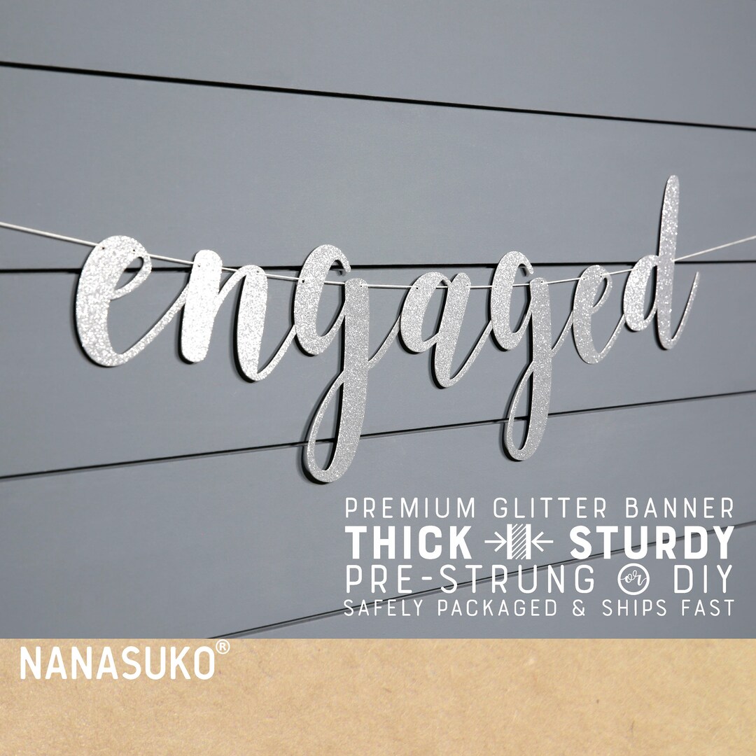 Just Engaged Banner – Goldene Glitzer-Buchstaben Zum Aufhängen Für Verlobungsfeier & Party