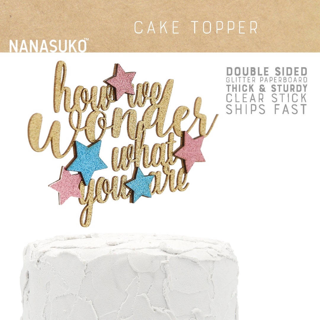 How We Wonder What You Are Cake Topper, Gender Reveal Cake Topper ...