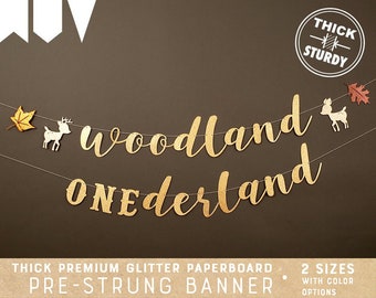 woodland ONEderland banner, woodland birthday, deer banner, fall woodland, cursive banner