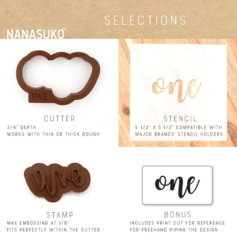 One Cookie Cutter Cookie Stamp or Stencil Cursive Lettering Etsy