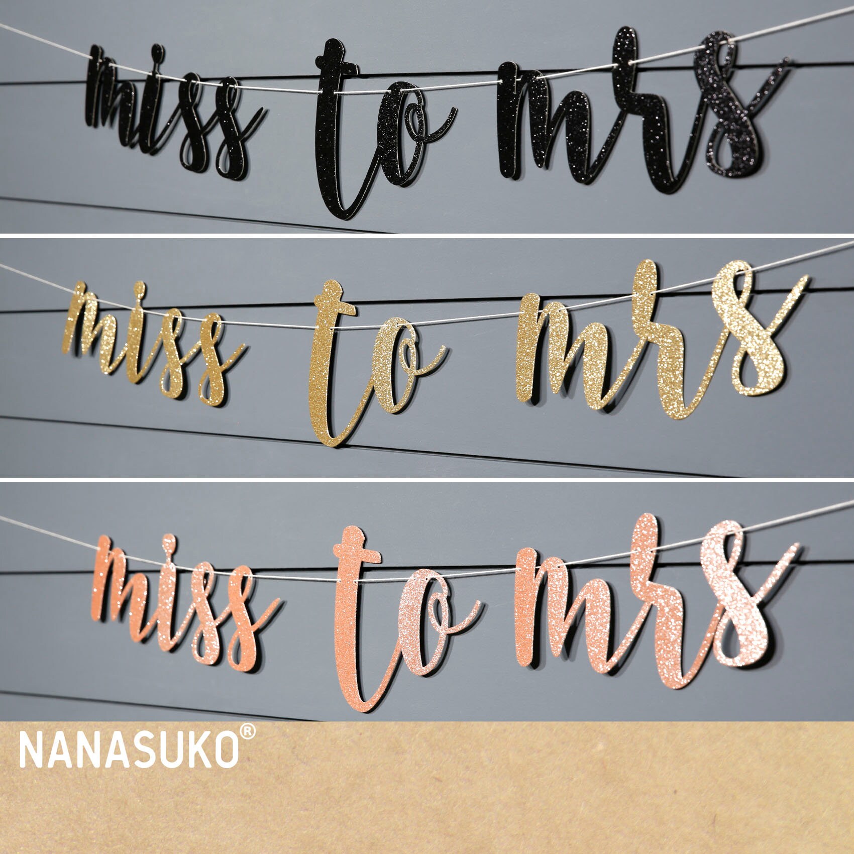 Miss to Mrs banner Silver Bridal Shower banner Bachelorette | Etsy