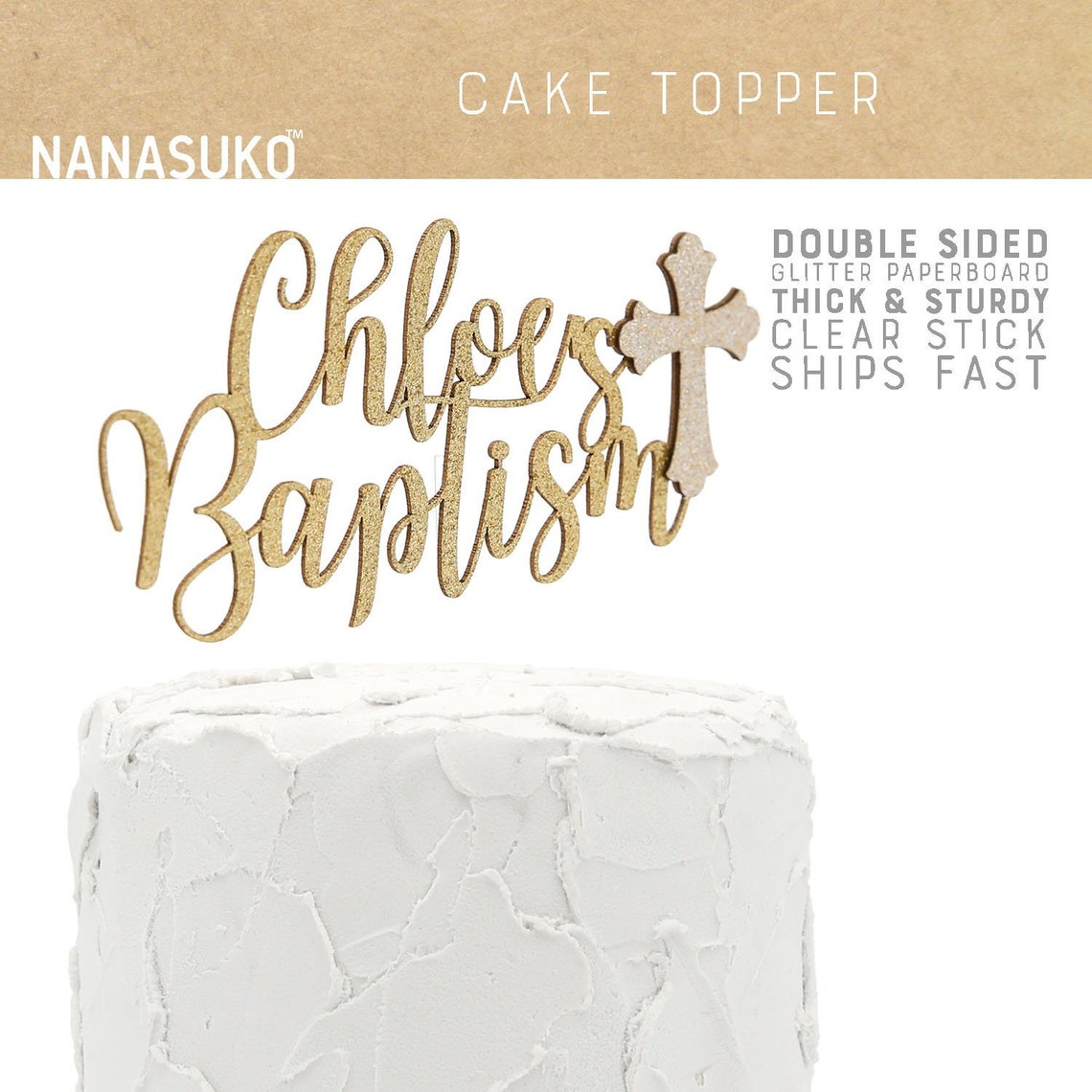 Baptism Cake Topper With Personalized Name Christening Cake - Etsy