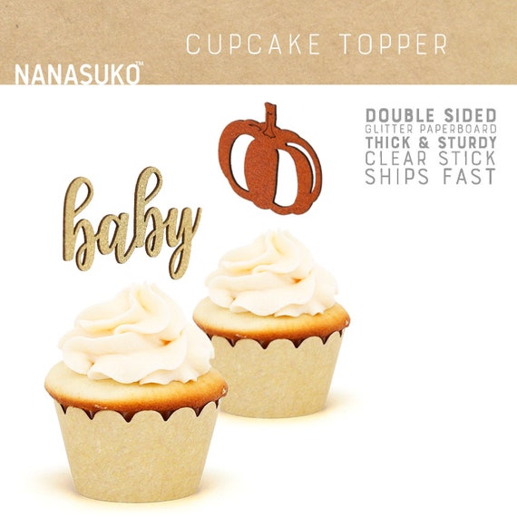 Pumpkin Cupcake Toppers Our Little Pumpkin is on the Way Etsy