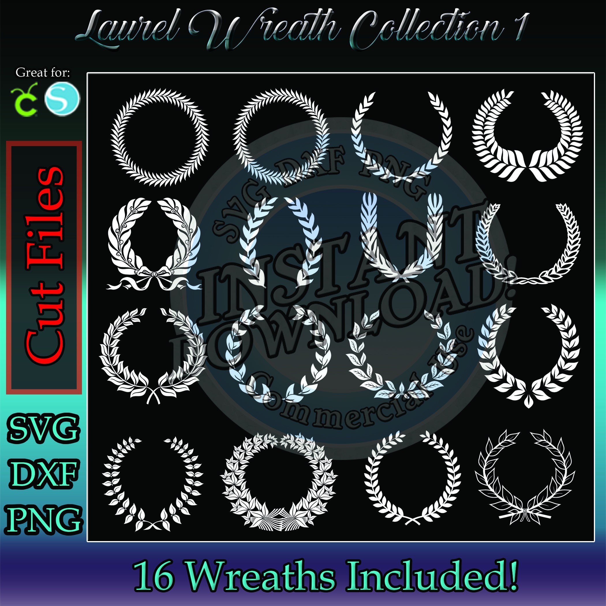 Wreath SVG Laurel Wreath SVG for Cricut and Silhouette Round - Etsy