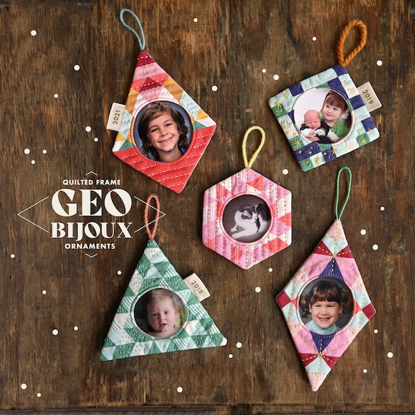 GEO BIJOUX: Quilted Frame Ornaments PDF pattern