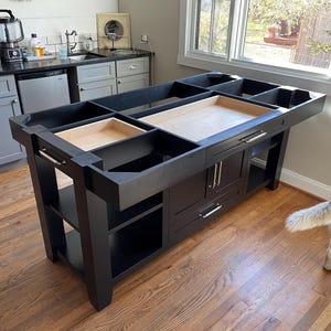 Kitchen Island, Custom Solid Wood Island, Luxury Storage Workstation, Premium Statement Hardwood, Handcrafted