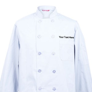 Embroidered Men's Chef Coat Chef Shirt Cook Coat Personalized with Your Text