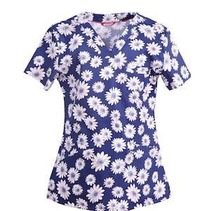 Printed Scrub top Nurse uniform Scrub Tunic