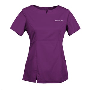Blusa médica bordada personalizable y personalizada para mujer