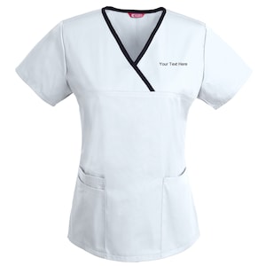 Personalized Customizable Embroidered Women's Medical Scrub Top
