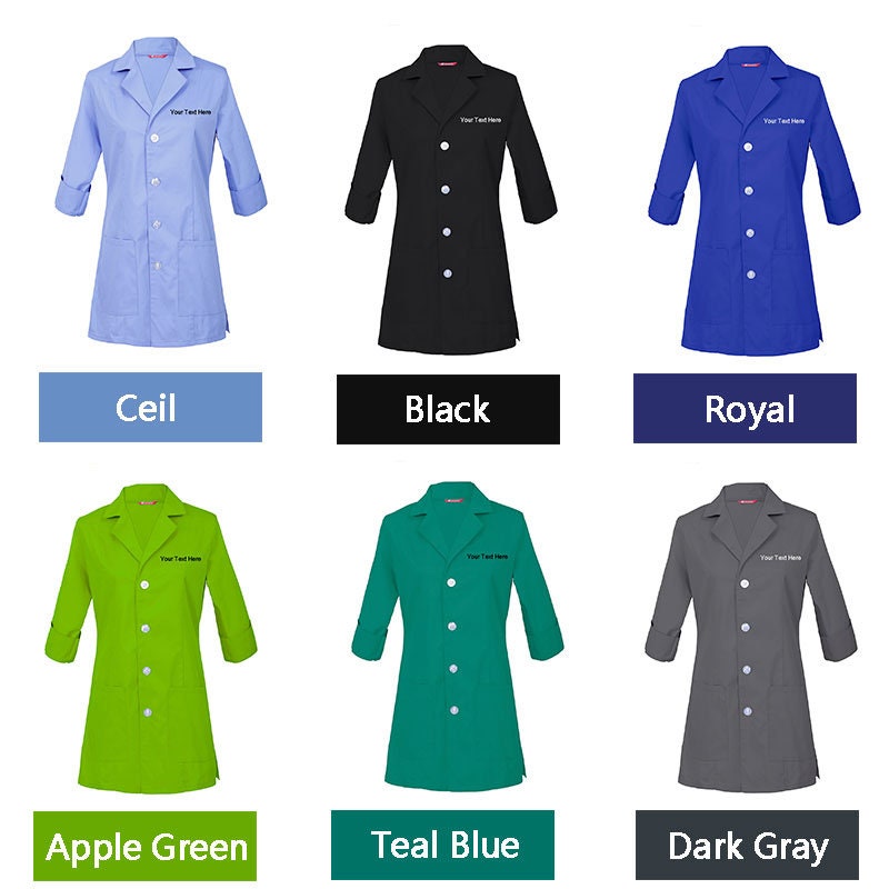 Embroidered Women's 3/4 Sleeve Lab Coat Personalized with Etsy