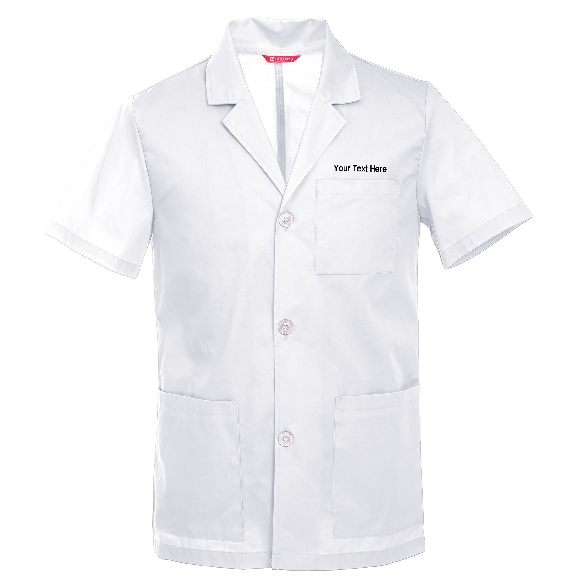 Men's Custom Personalized 31 Inch Consultation Short Sleeve Lab Coat