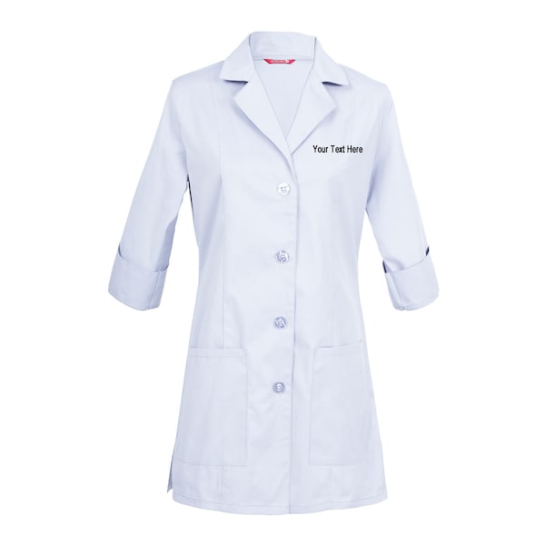 Embroidered Women's 3/4 Sleeve Lab Coat Personalized with Your Text