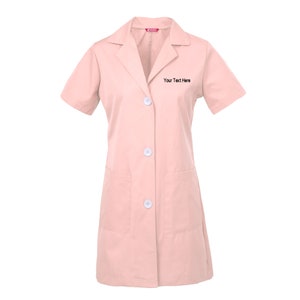 Blouse de laboratoire brodée personnalisable à manches courtes pour femme