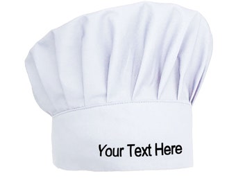 Embroidered Chef Hat Adjustable Elastic Baker Kitchen Cooking Chef Cap Personalized with Your Text