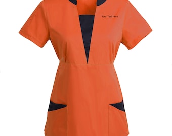 Personalized Customizable Embroidered Women&#39;s Medical Scrub Top