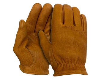 Legendary Mens Tan Deerskin Leather Short Wrist Motorcycle Gloves