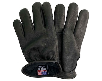 Legendary Mens Deerskin Fleece Lined Short Wrist Gloves