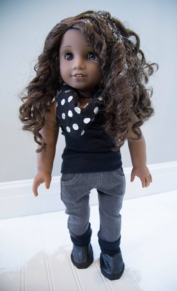 Custom made skinny jean,tank,and infinity scarf for 18in dolls such as American Girls,Our Generation,and My Life Dolls
