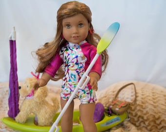 Custom made two piece rash guard swimsuit for  18in dolls such as American Girl,Our Generation,and My Life