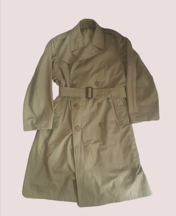 Vintage 60s French Army Trench Coat, Ww2 Us Army Trench Coat