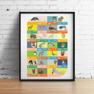 Animal Alphabet Poster Nursery Decor, Educational Nursery Wall Art