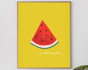 Watermelon food poster, minimalist kitchen wall decor