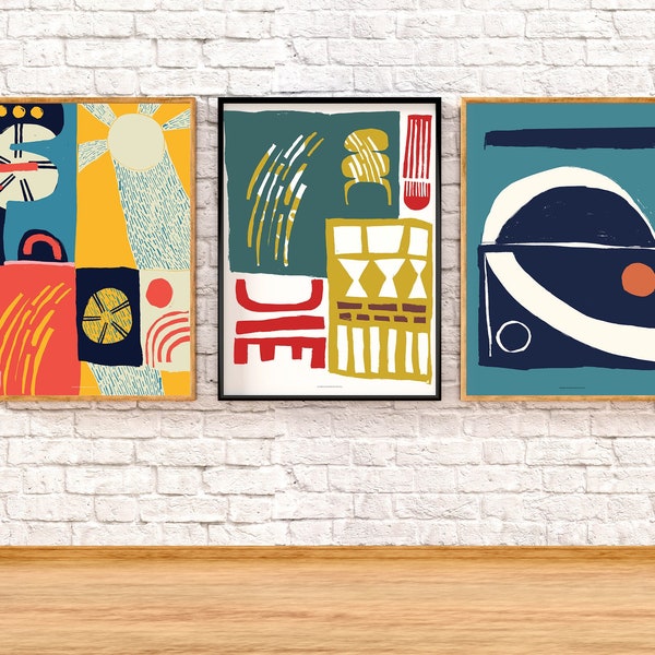 3 Piece Wall Art Gallery Wall Set, Set of 3 prints Printable Scandinavian Poster Wall Art