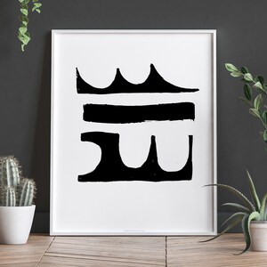 Black and White Art Abstract Modern Wall Decor, Printable Large Wall Art