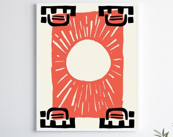 Modern Home Decor Abstract Art Print, Red Abstract Art Digital