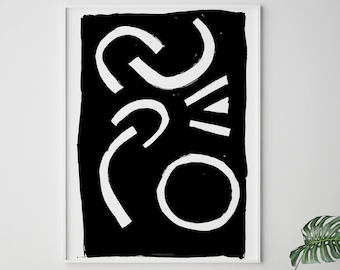 Large Abstract Wall Art, Black and white printable wall art