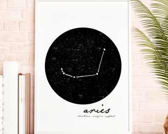 Aries Zodiac Constellation Print, Celestial Art