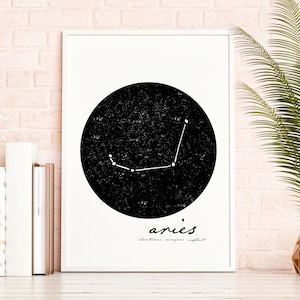 Aries Zodiac Constellation Print, Celestial Art