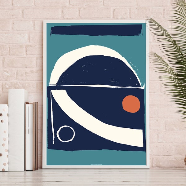 Large Teal Modern Minimalist Wall Art Decor, Printable Modern Office Print Home Decor Wall Art