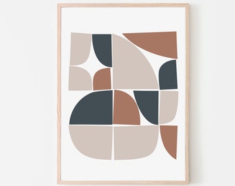 Mid Century Modern Abstract Art Print, Geometric Wall Art
