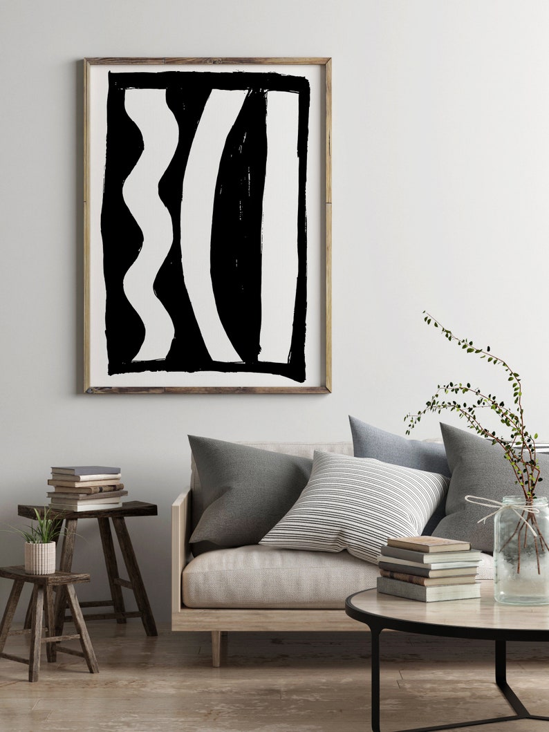Black and White Modern Home Decor, Abstract Wall Decor Etsy