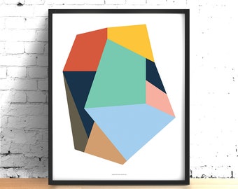 Minimalist Geometric Poster Abstract Art Print, Mid Century Scandinavian Print Poster