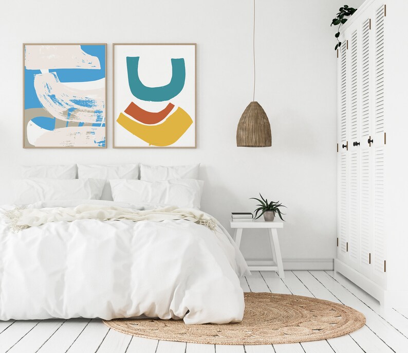 Set of 2 Wall Art Prints, Mid Century Modern Wall Art Set Etsy