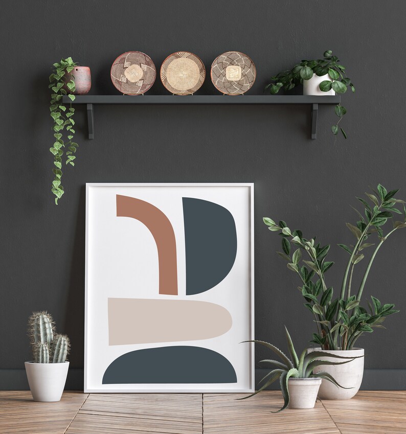 Mid Century Modern Geometric Wall Art Etsy
