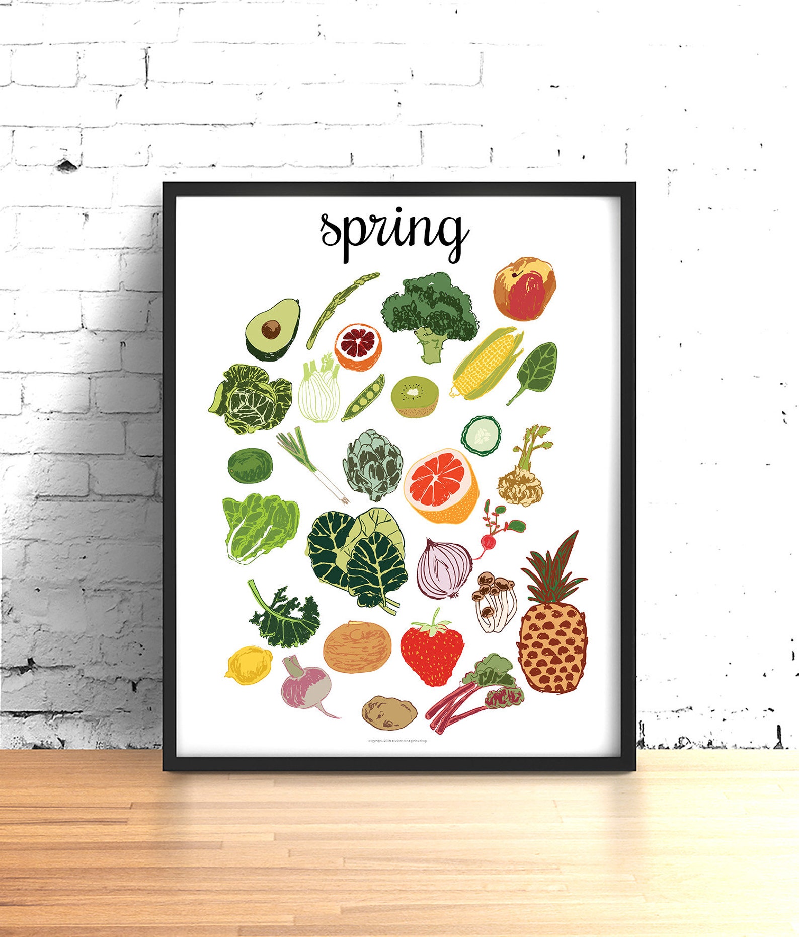 Seasonal Food Poster 4 Seasons Wall Art Set of Four Prints Etsy