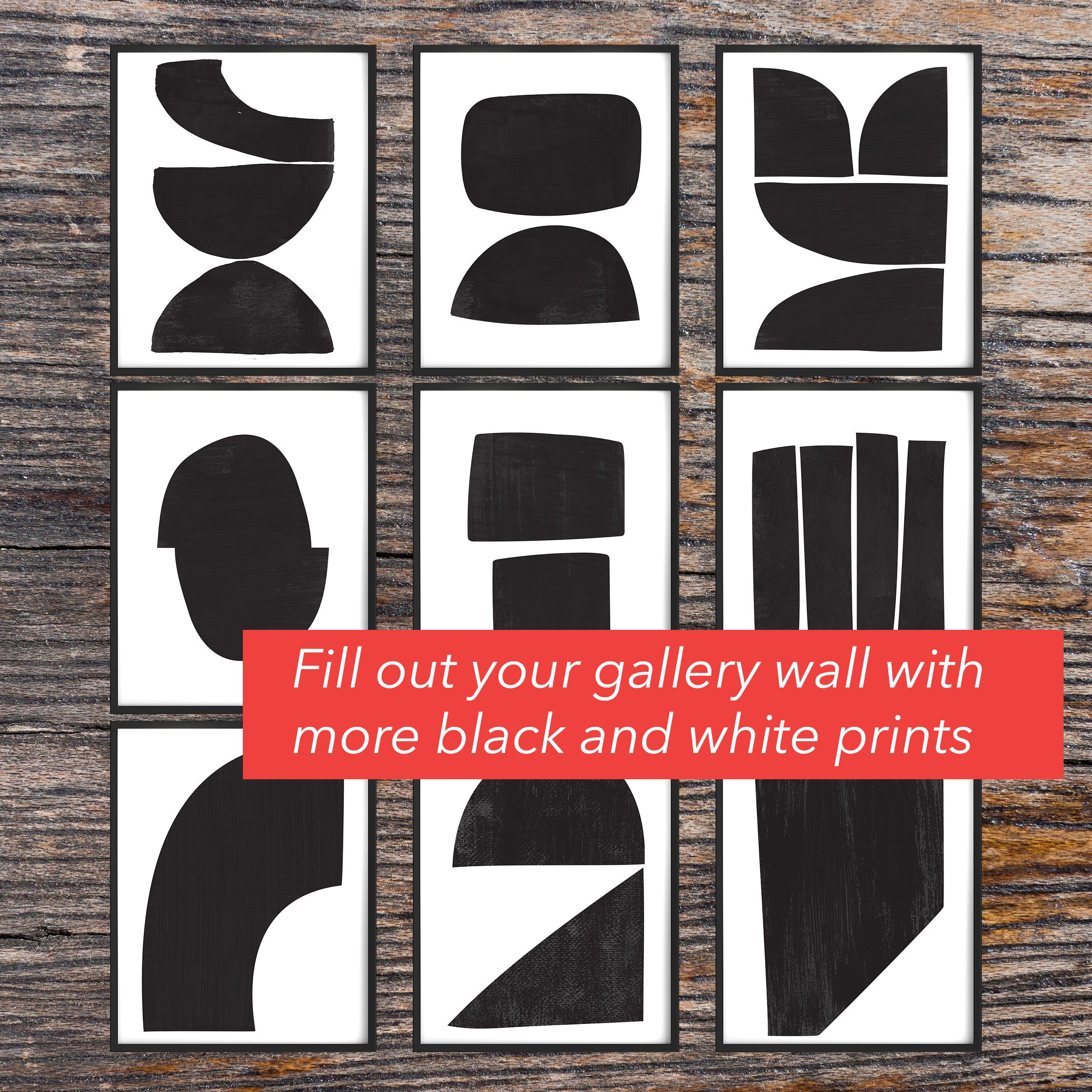 Printable Geometric Wall Art, Black and White Downloadable Art - Etsy
