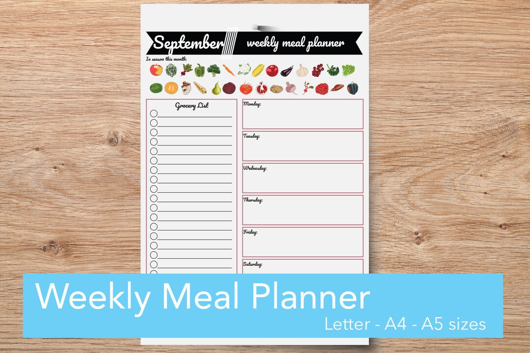 Weekly Schedule Grocery List & Vegan Meal Planner Printable, Shopping ...