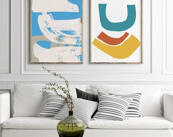 Set of 2 wall art prints, Mid century modern wall art set