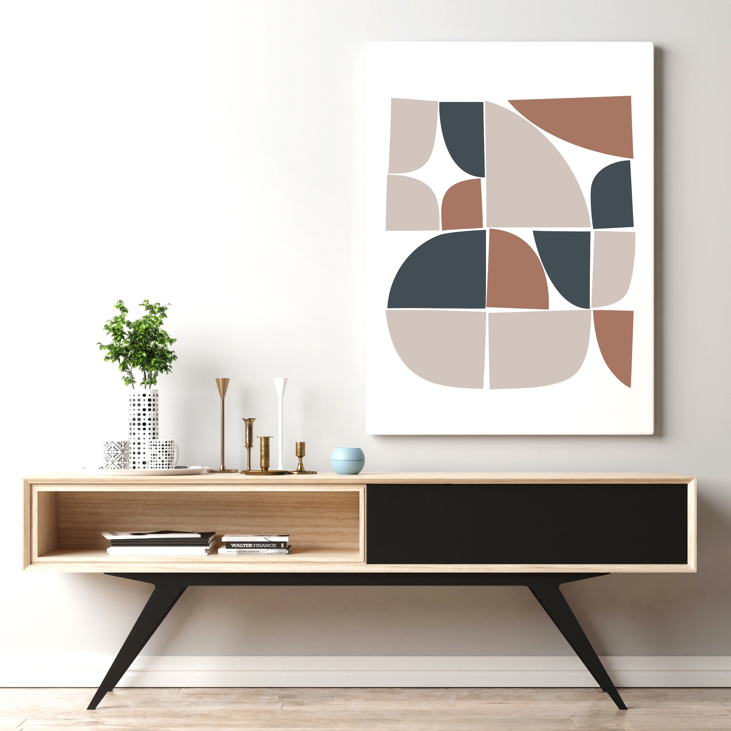 Mid Century Modern Abstract Art Print, Geometric Wall Art - Etsy