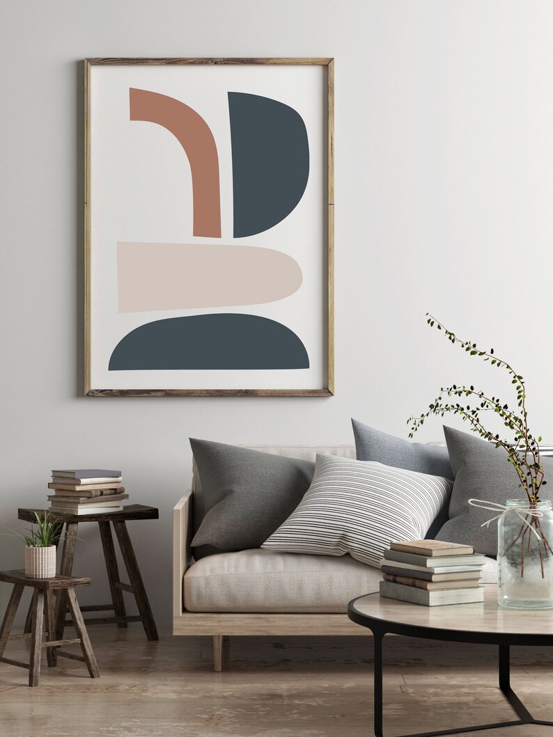Mid Century Modern Geometric Wall Art Etsy